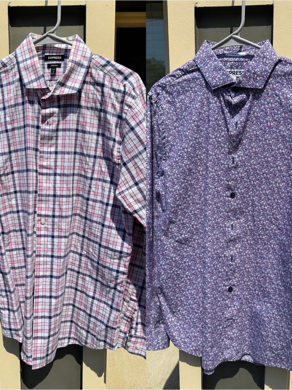 Express Slim Fit Dress Shirts Bundle Plaid + Floral Men’s Size M